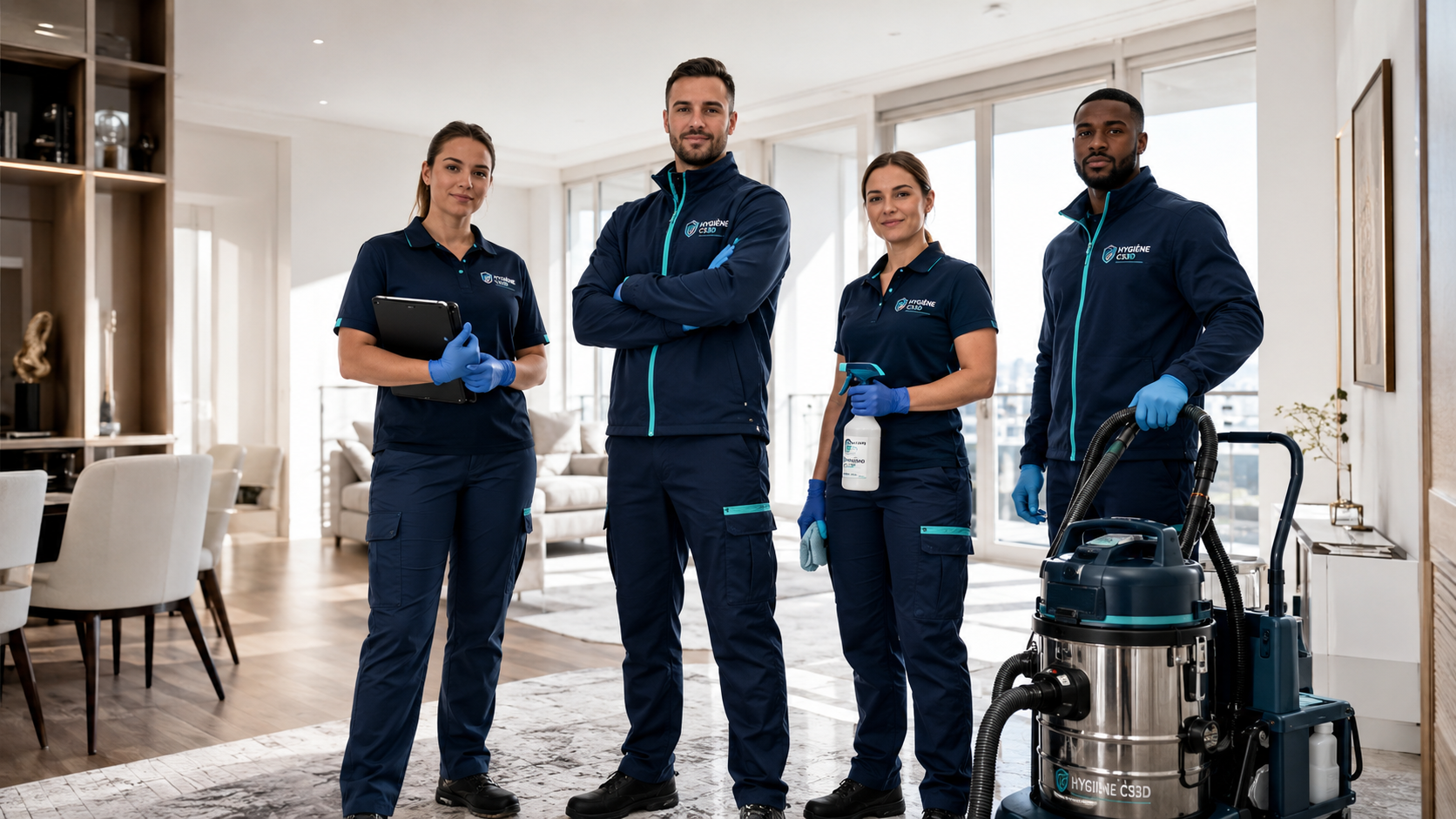 Équipe HYGIENE CS3D — techniciens certifiés Certibiocide en intervention